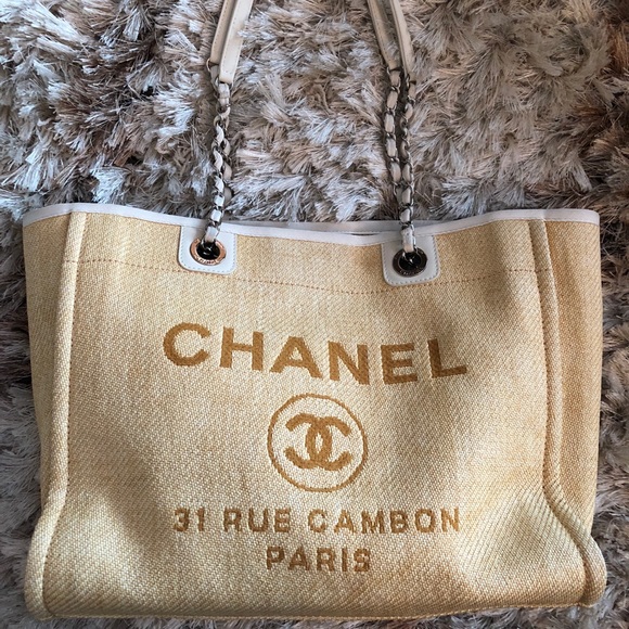 🌟SOLD🌟Chanel Small Deauville in Yellow Raffia - Picture 1 of 8